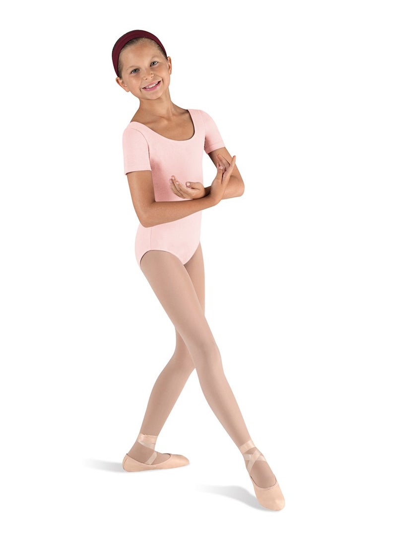 Bloch Dance Girls Ballet Short Sleeve Leotard, Light Pink, 6X-7 - Image 1